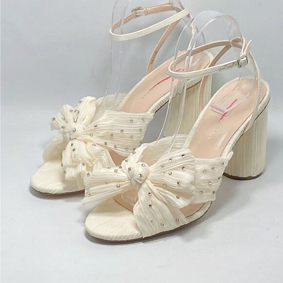 Loeffler Randall Camellia Pearl Rhinestone Bow Heel Sandals size 9.5 - Picture 5 of 12